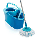 Leifheit Clean Twist-set, roterande mopp och hink, justerbar handtagslängd, hinkens volym 6 liter, Micro duo-moppdukssats, 52101