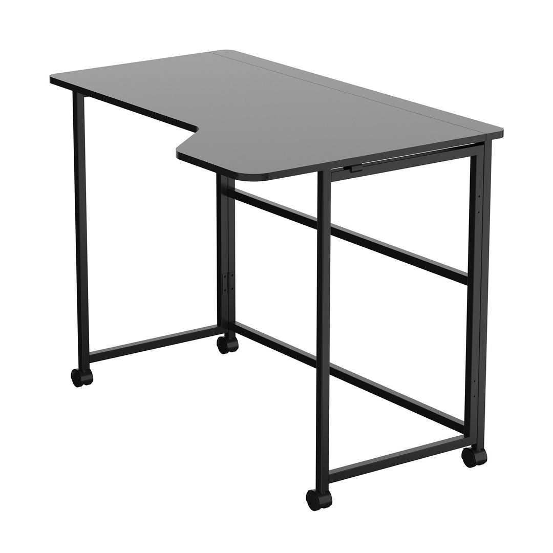 Maclean hopfällbart skrivbord, svart, flyttbart, 100x65 cm, max. 50 kg, vinklat, L-form, MC-1250 L/B