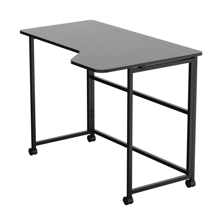 Maclean hopfällbart skrivbord, svart, flyttbart, 100x65 cm, max. 50 kg, vinklat, L-form, MC-1250 L/B