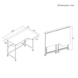 Maclean hopfällbart skrivbord, svart, flyttbart, 100x65 cm, max. 50 kg, vinklat, L-form, MC-1250 L/B