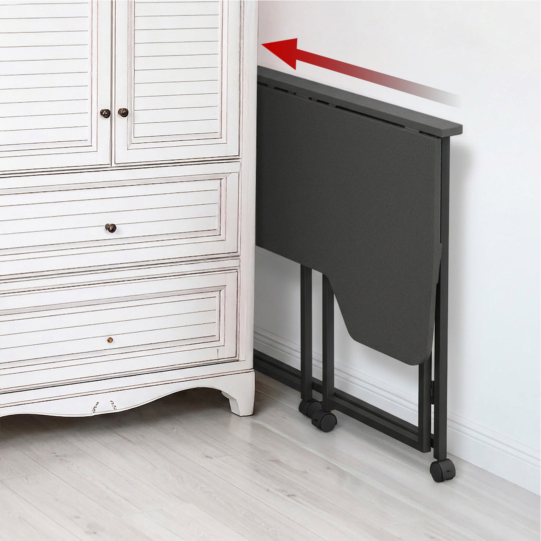 Maclean hopfällbart skrivbord, svart, flyttbart, 100x65 cm, max. 50 kg, vinklat, L-form, MC-1250 L/B