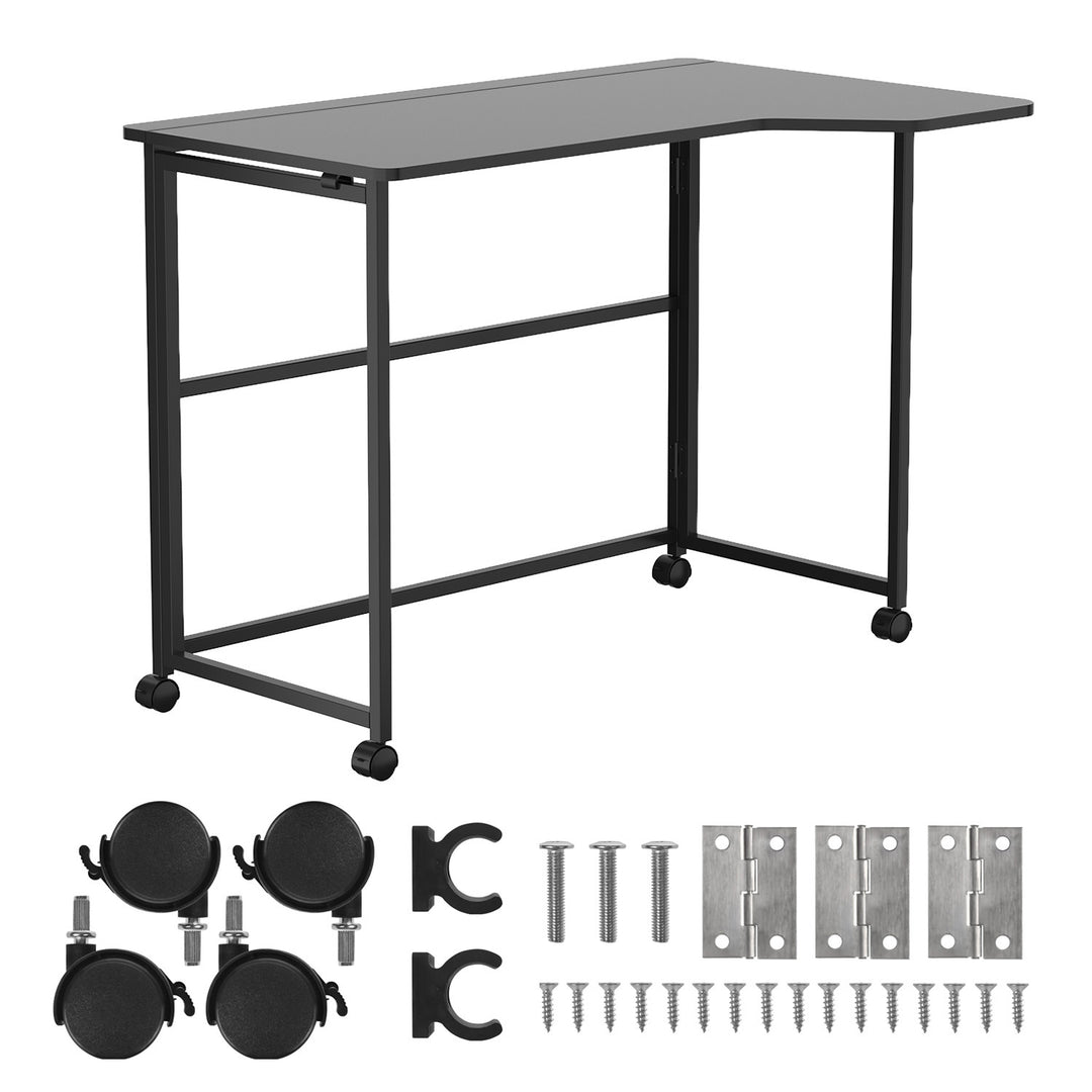 Maclean hopfällbart skrivbord, svart, flyttbart, 100x65 cm, max. 50 kg, vinklat, L-form, MC-1250 L/B