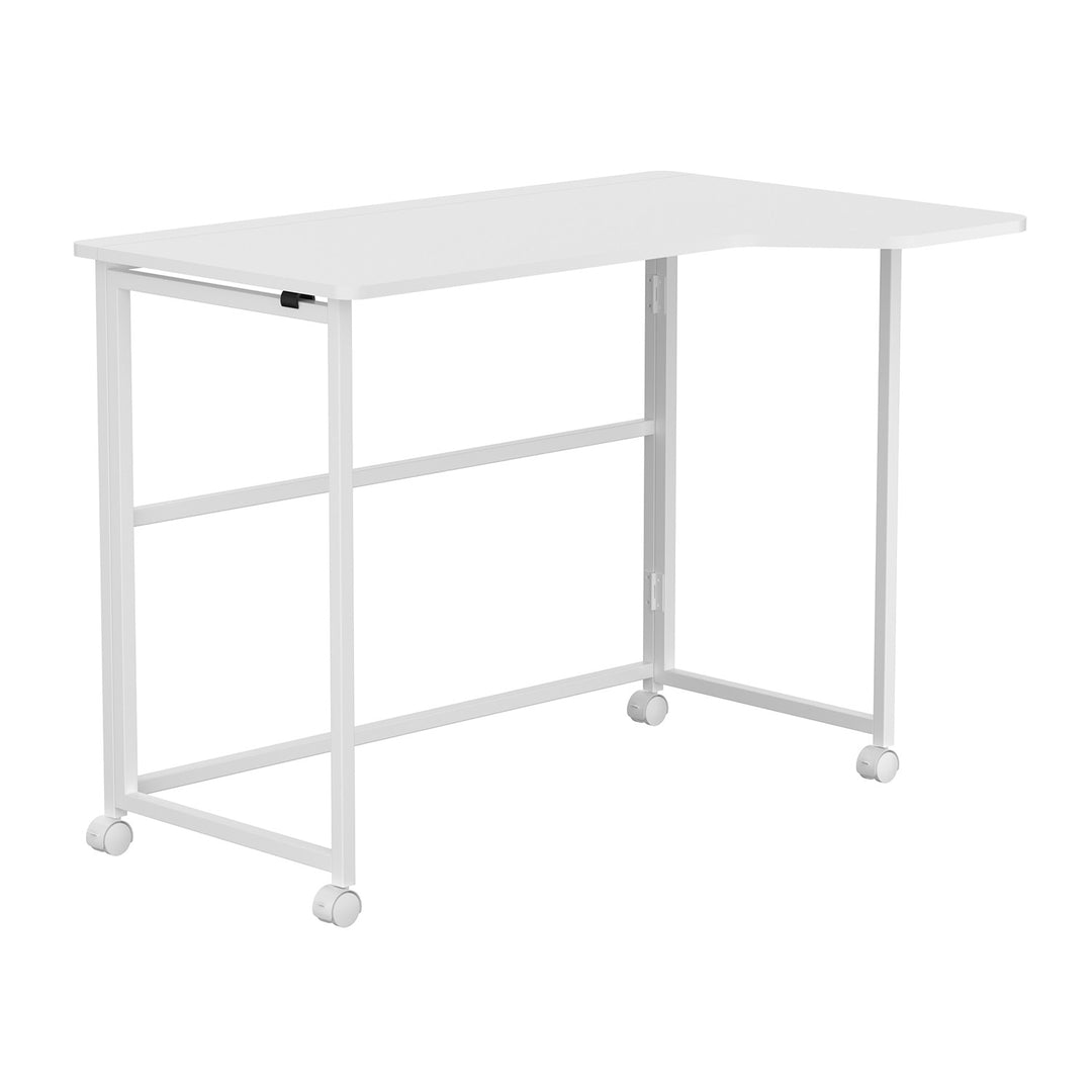 Maclean hopfällbart skrivbord, vitt, flyttbart, 100x65 cm, max. 50 kg, vinklat, L-format, MC-1250 L/W
