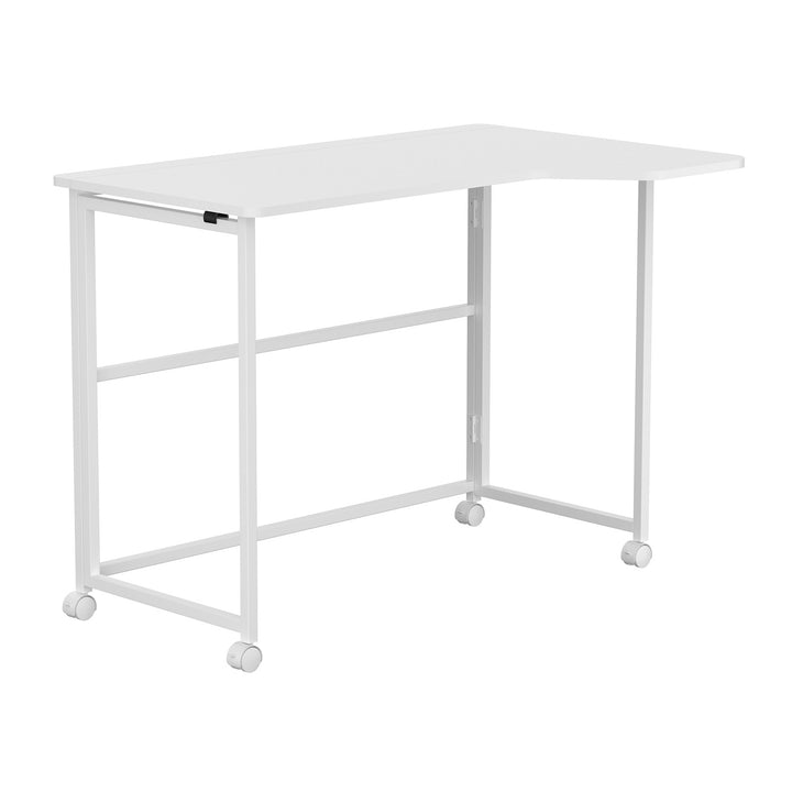 Maclean hopfällbart skrivbord, vitt, flyttbart, 100x65 cm, max. 50 kg, vinklat, L-format, MC-1250 L/W