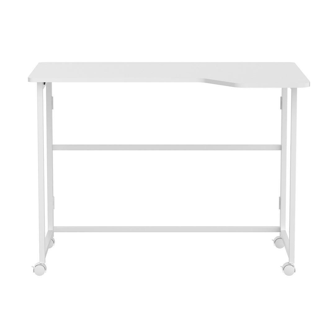 Maclean hopfällbart skrivbord, vitt, flyttbart, 100x65 cm, max. 50 kg, vinklat, L-format, MC-1250 L/W