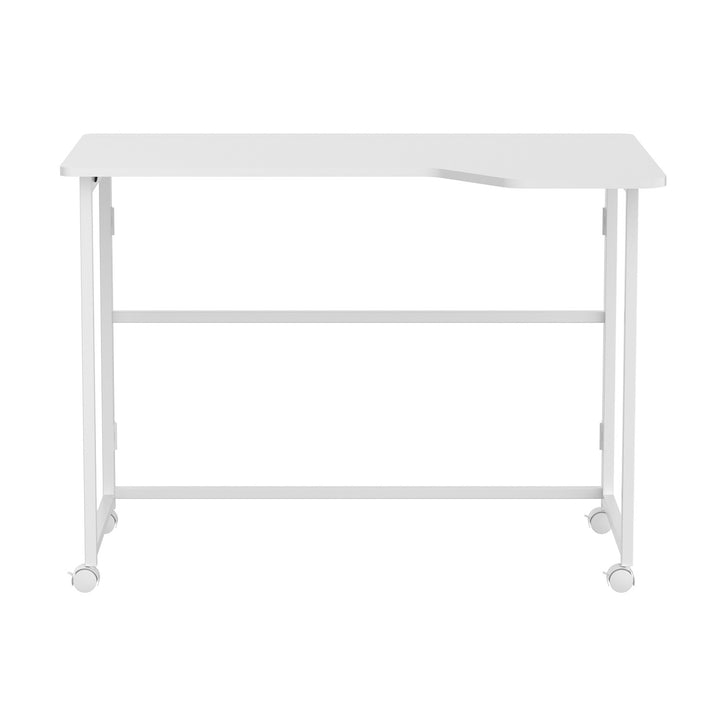 Maclean hopfällbart skrivbord, vitt, flyttbart, 100x65 cm, max. 50 kg, vinklat, L-format, MC-1250 L/W