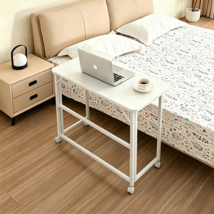 Maclean hopfällbart skrivbord, vitt, flyttbart, 100x65 cm, max. 50 kg, vinklat, L-format, MC-1250 L/W