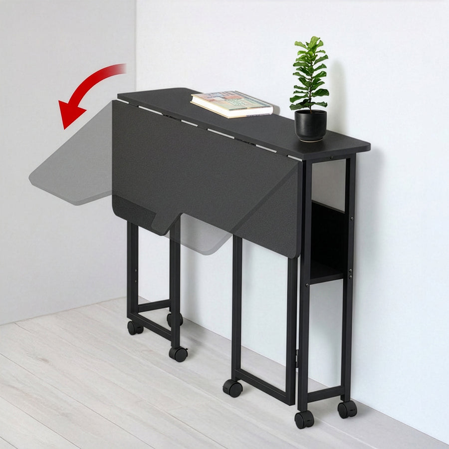 Fällbart skrivbord/bord Maclean, svart, flyttbart, 100x73 cm, max. 50 kg, vinklat, L-form, MC-126 L/B