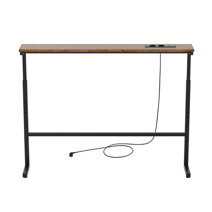 Konsol/bord med laddningslist från Maclean, svart med rustik bordsskiva, höjdjusterbar 62–83 cm, max 25 kg, kabel 2,5 m, MC-140 B