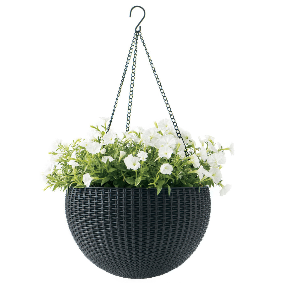 Hängande blomkruka Keter Sphere Planter, färg antracit, 3 st