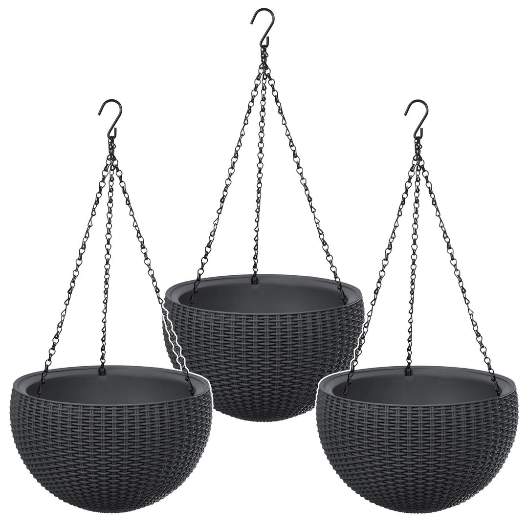 Hängande blomkruka Keter Sphere Planter, färg antracit, 3 st