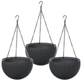 Hängande blomkruka Keter Sphere Planter, färg antracit, 3 st