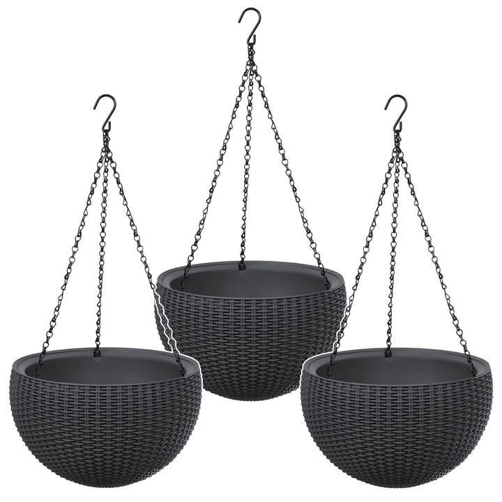 Hängande blomkruka Keter Sphere Planter, färg antracit, 3 st