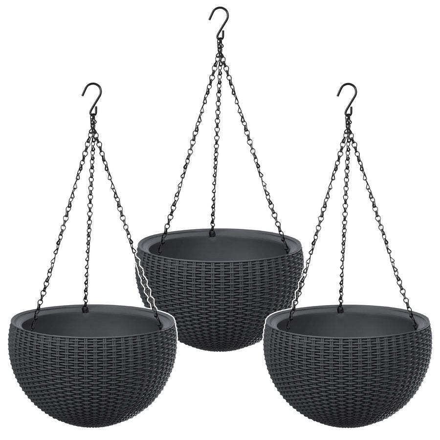 Hängande blomkruka Keter Sphere Planter, färg antracit, 3 st