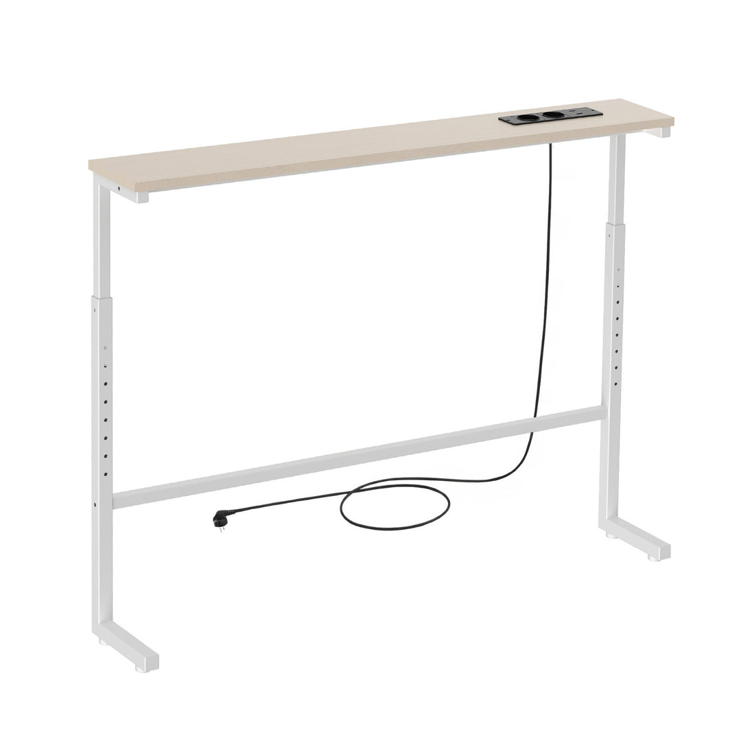 Maclean-konsol/bord med laddningslist, vit med ljust bordsskiva, höjdjusterbar 62–83 cm, max 25 kg, sladd 2,5 m, MC-140 W