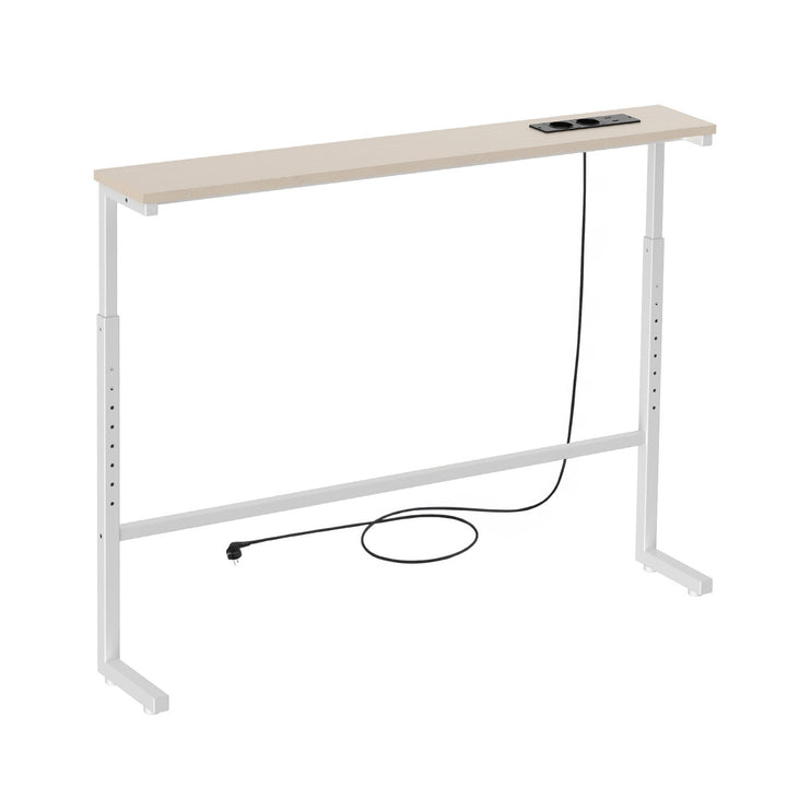 Maclean-konsol/bord med laddningslist, vit med ljust bordsskiva, höjdjusterbar 62–83 cm, max 25 kg, sladd 2,5 m, MC-140 W