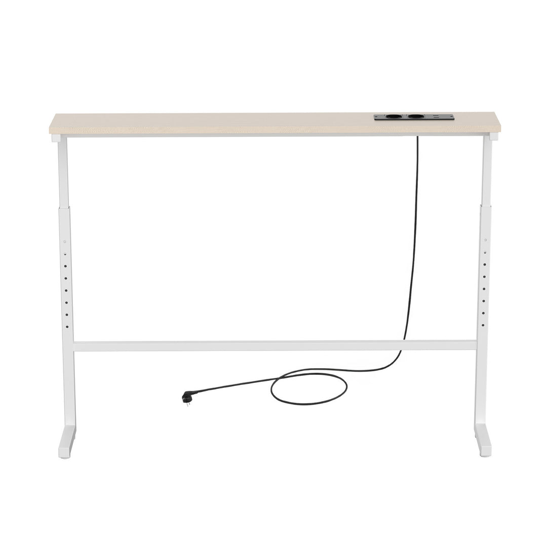 Maclean-konsol/bord med laddningslist, vit med ljust bordsskiva, höjdjusterbar 62–83 cm, max 25 kg, sladd 2,5 m, MC-140 W