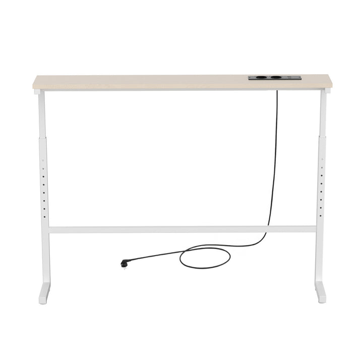 Maclean-konsol/bord med laddningslist, vit med ljust bordsskiva, höjdjusterbar 62–83 cm, max 25 kg, sladd 2,5 m, MC-140 W