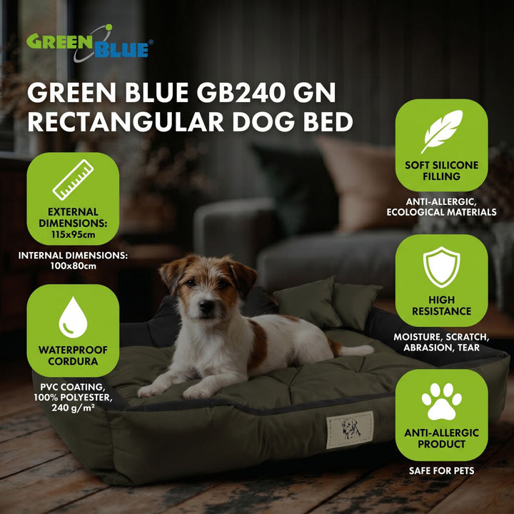 GreenBlue-säng, grön, rektangulär, yttermått 115 x 95 cm, innermått 100 x 80 cm GB240 GN