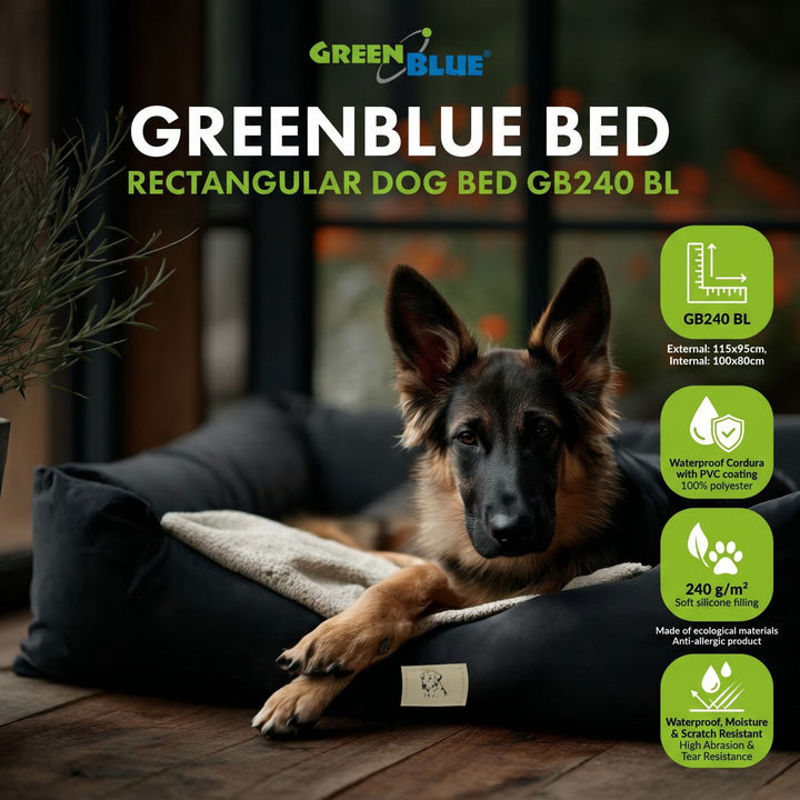 GreenBlue-säng, svart, rektangulär, yttermått 115 x 95 cm, innermått 100 x 80 cm GB240 BL