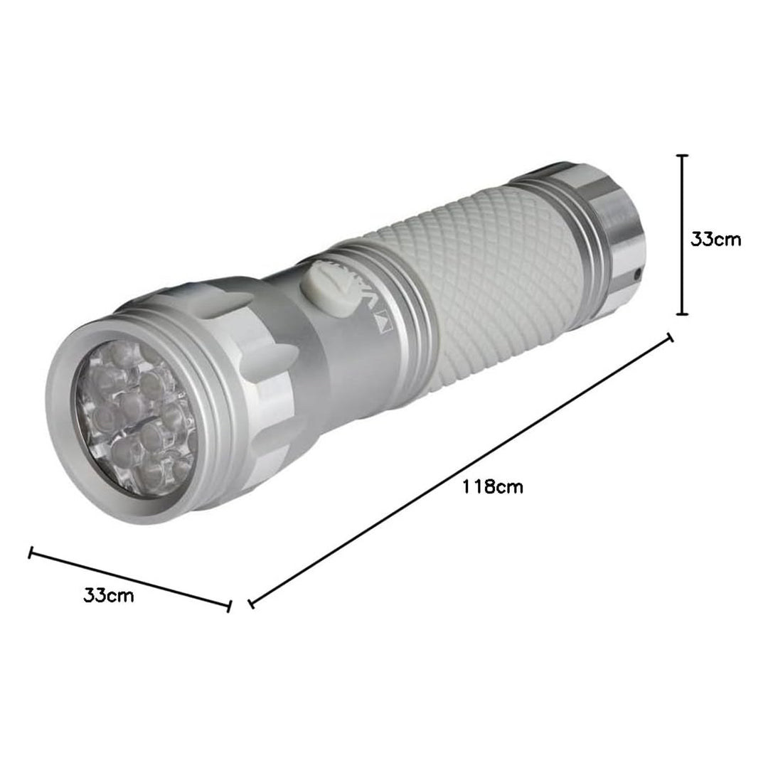 UV-LED-ficklampa 15638 i aluminium, UV-våglängd 395–400 nm, Multi LED-teknik + Varta-batterier ingår