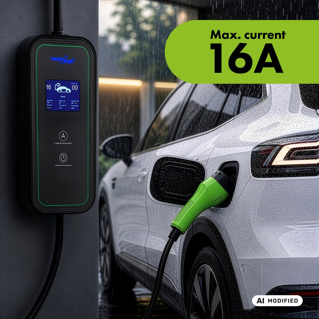 GreenBlue-laddare för EV/PHEV, bärbar, typ 2, kabellängd 6,8 m, IP65, 11 kW, 220–380 V växelström 50/60 Hz, 16 A, 3-fas, GB1100