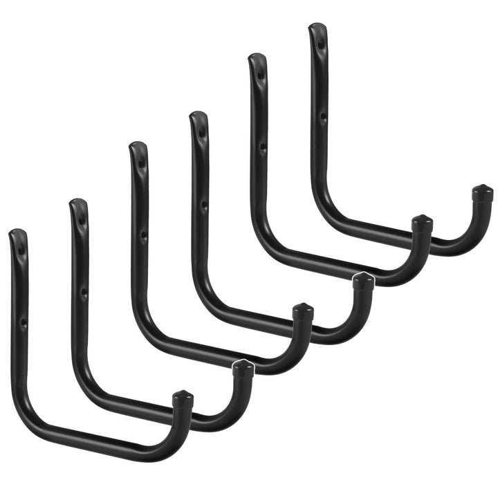 Set med 6 Maclean-väggfästen för däck, hjul, stege, cykel, i stål, max. belastning 22 kg/fäste, MC-487