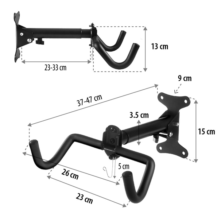 Maclean cykelväggshållare, horisontell, stål, max. belastning 30 kg, MC-484, 3 st.