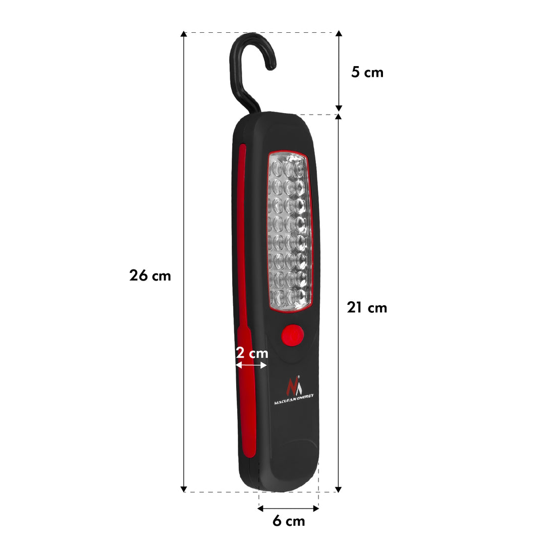 2 st Maclean-verkstadslampor med 24 LED-lampor, magnet, krok, MCE03 + 6 st R-06-batterier (R06, AA, LR06) 1,5 V VARTA Longlife Power