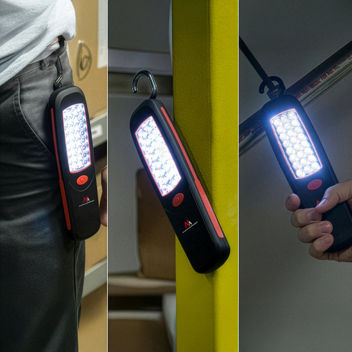 2 st Maclean-verkstadslampor med 24 LED-lampor, magnet, krok, MCE03 + 6 st R-06-batterier (R06, AA, LR06) 1,5 V VARTA Longlife Power