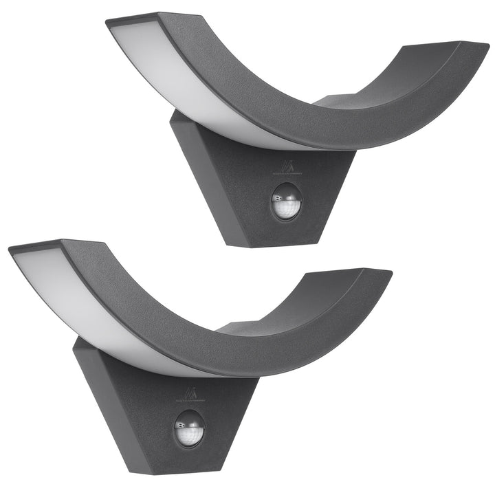 Maclean LED-lampa med rörelsesensor, infraröd rörelsesensor, grå, 10 W, IP54, 800 lm, MCE290 GR, 2 st
