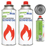 2 st. GreenBlue-gaspatroner à 227 g. Certifikat: Pi 0875, uppfyller standarden EN 417, butan, användningstemperatur -10 °C till +40 °C, GB227