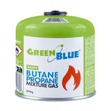 6 st. GreenBlue-gaspatroner à 500 g. Certifikat: Pi 0437, uppfyller EN417, butan-propan, användningstemperatur -10 °C till +40 °C, gängad ventil 7/16'' GB499