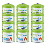 12 gaspatroner à 500 g GreenBlue. Certifikat: Pi 0437, uppfyller EN417, butan-propan, användningstemperatur -10 °C till +40 °C, gängad ventil 7/16'' GB499