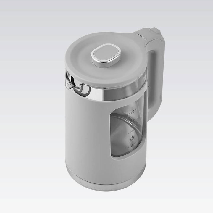 Maestro elektrisk vattenkokare i glas, volym 1,7 l, effekt 2200 W, vattennivåindikator, LED-belysning, vridbar bas, färg: grå, MR-065-GREY