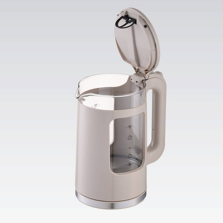 Maestro elektrisk vattenkokare i glas, volym 1,7 l, effekt 2200 W, vattennivåindikator, LED-belysning, vridbar bas, färg: beige, MR-065-BEIGE
