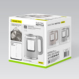Maestro elektrisk vattenkokare i glas, volym 1,7 l, effekt 2200 W, vattennivåindikator, LED-belysning, vridbar bas, färg: beige, MR-065-BEIGE