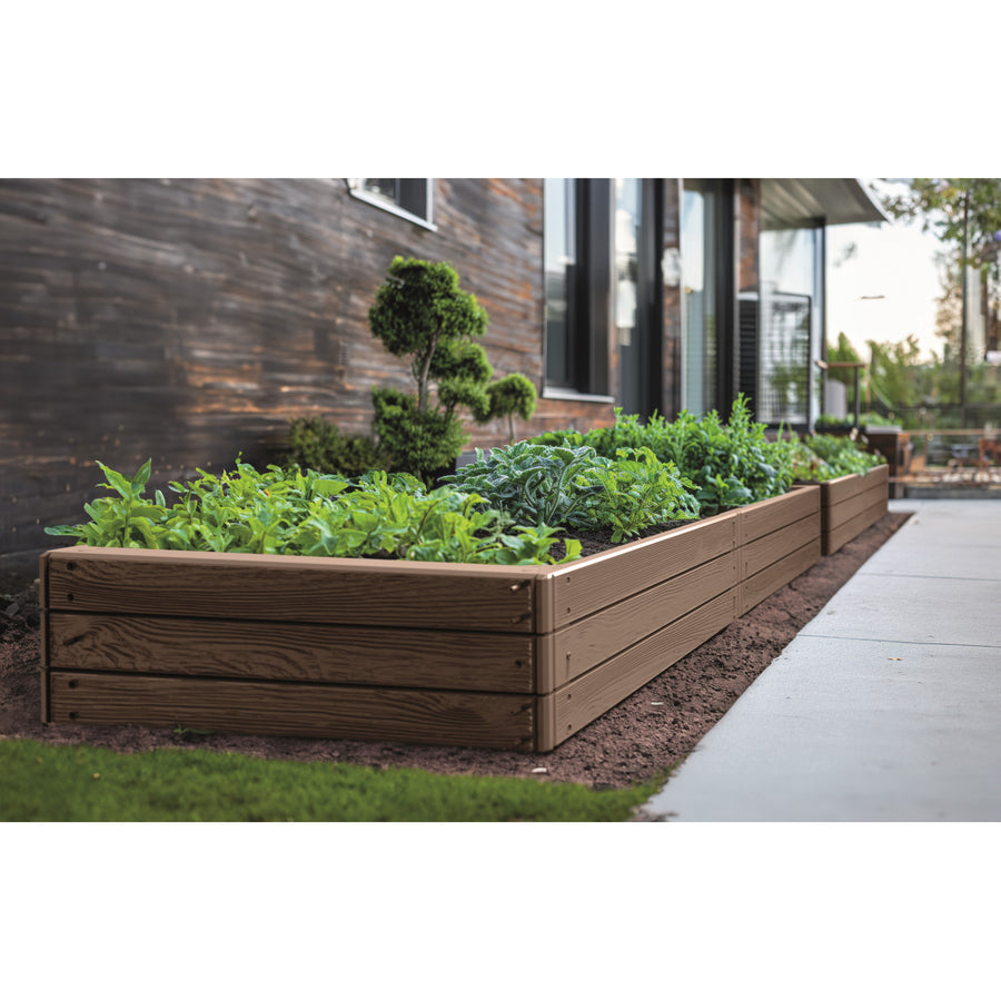 Prosperplast Base Woody trädgårdskant, 149 x 75 cm, väderbeständig, modulär konstruktion, färg: brun, IBWR-7587U
