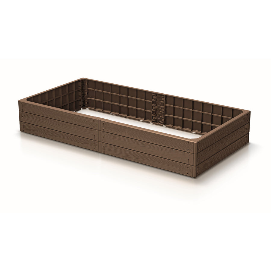Prosperplast Base Woody trädgårdskant, 149 x 75 cm, väderbeständig, modulär konstruktion, färg: brun, IBWR-7587U