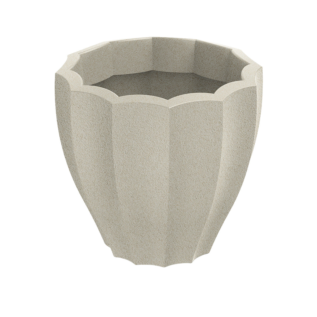 Kruka Ethick Rona Round, diameter 40 cm, höjd 36 cm, matt yta, väderbeständig, dräneringshål, sandfärgad, TRO40-101GR