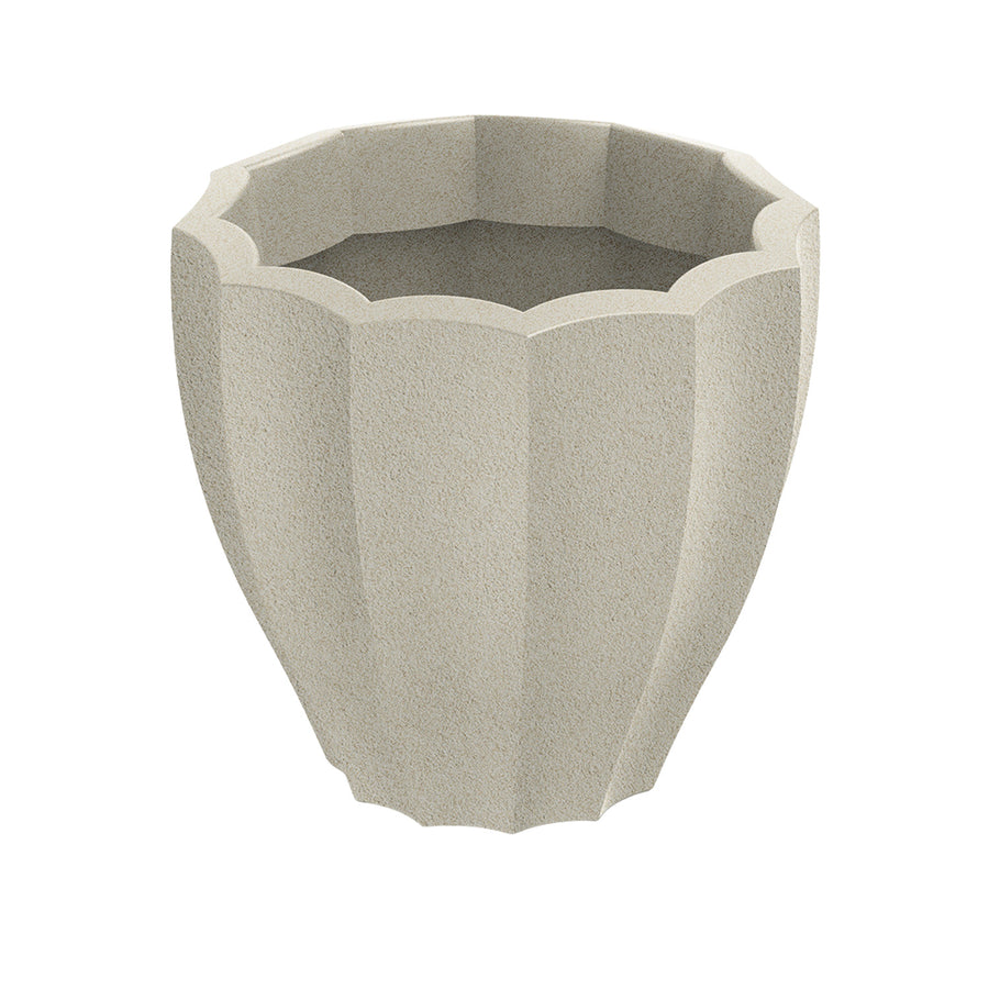 Kruka Ethick Rona Round, diameter 40 cm, höjd 36 cm, matt yta, väderbeständig, dräneringshål, sandfärgad, TRO40-101GR