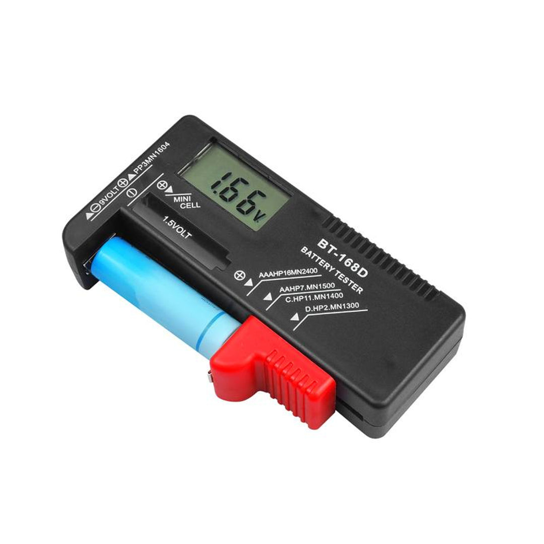 Lamex digital testare för batterier och uppladdningsbara batterier, LCD-display, kompakt storlek, kräver ingen extra strömkälla