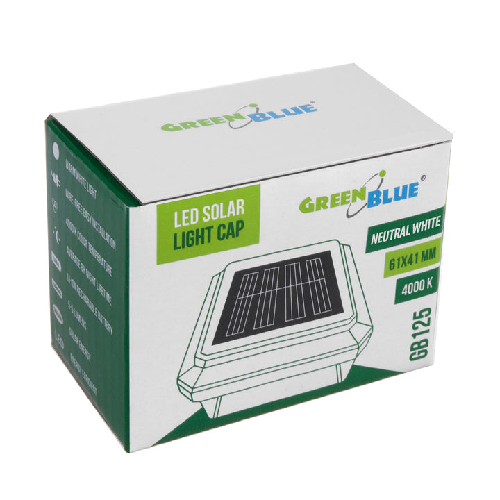 GreenBlue LED-solcellslampa för stolpe, 60x40 mm, kuplock, GB125, 2 st