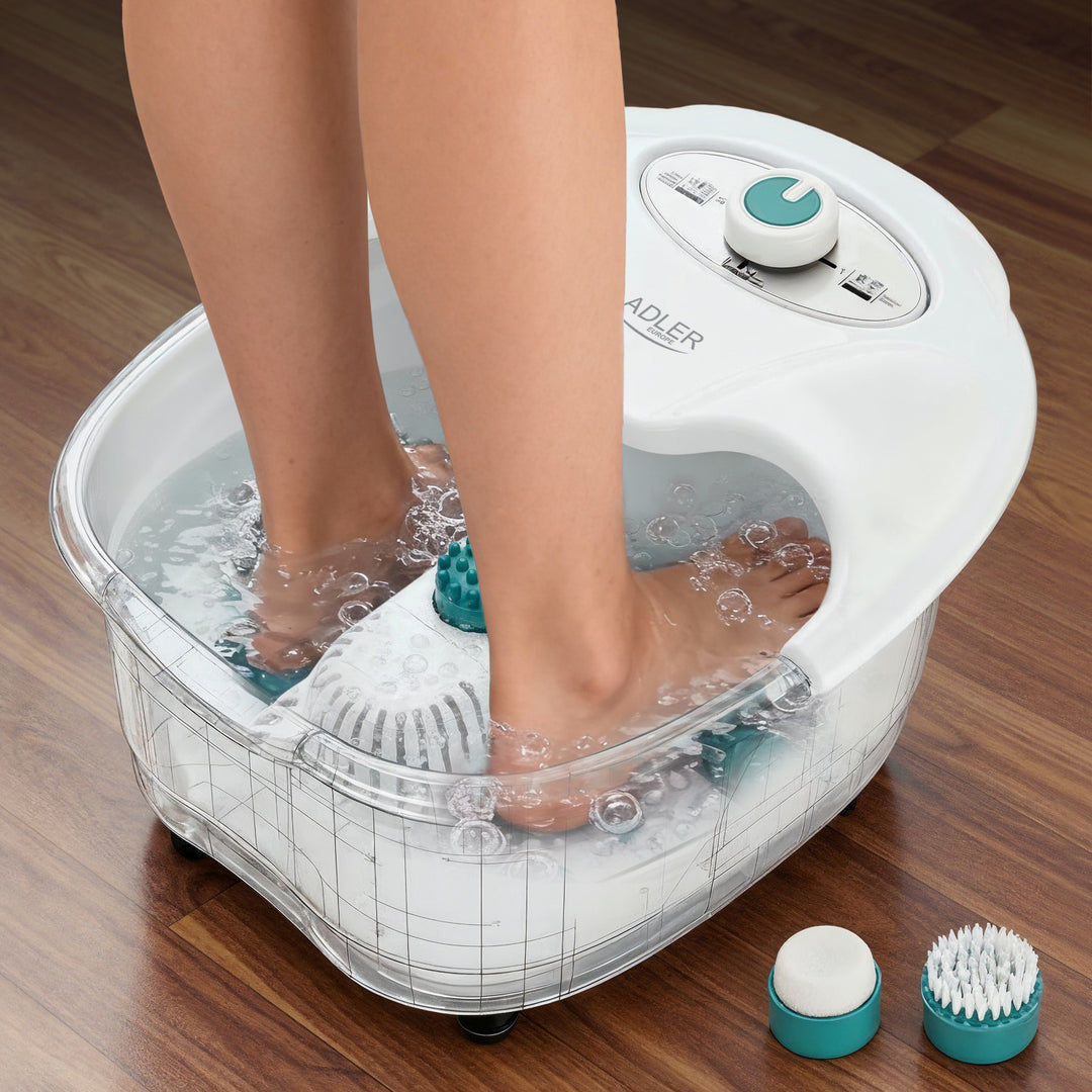 Adler fotmassager, bubbel-, vibrations- och värmemassage, infraröd, 4 rullar + 3 munstycken, AD 2167 White