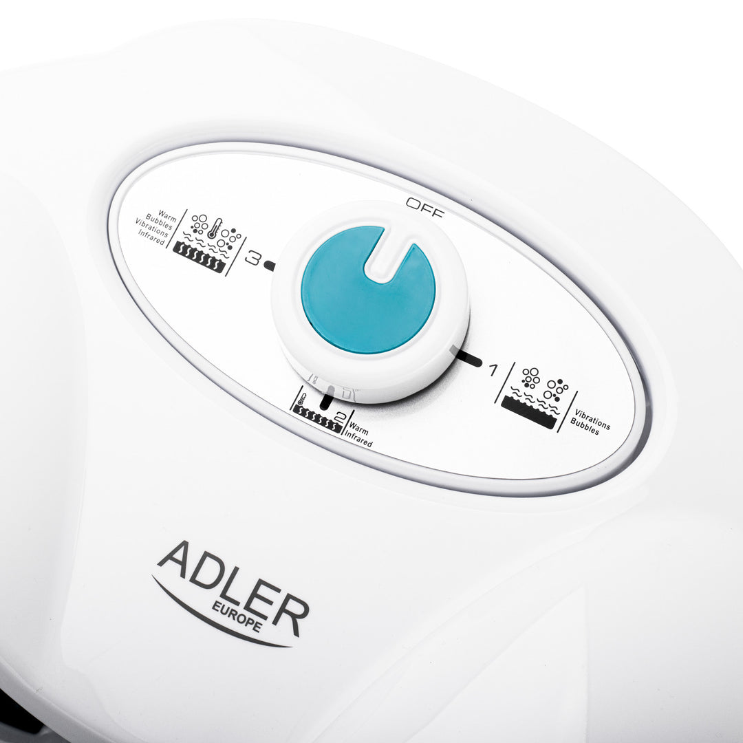 Adler fotmassager, bubbel-, vibrations- och värmemassage, infraröd, 4 rullar + 3 munstycken, AD 2167 White