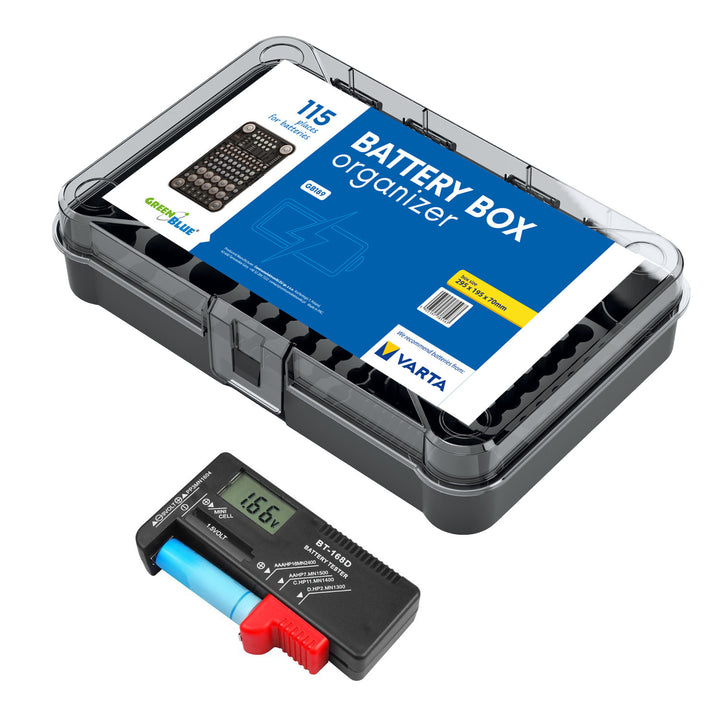 GreenBlue GB189 batterihållare + Lamex digital testare för batterier och uppladdningsbara batterier