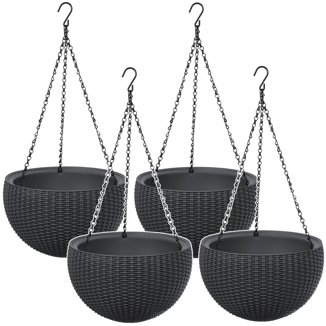 Hängande blomkruka Keter Sphere Planter, färg antracit, 4 st