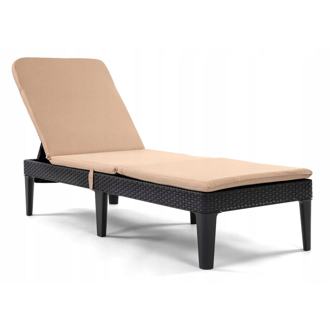 Jaipur-solstolsdyna, beige, tyg S-550 melange, storlek 190x60 cm, två fästsystem, vattentät, kan tvättas i sin helhet, melange S-21