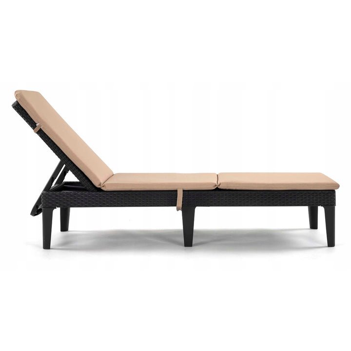 Jaipur-solstolsdyna, beige, tyg S-550 melange, storlek 190x60 cm, två fästsystem, vattentät, kan tvättas i sin helhet, melange S-21
