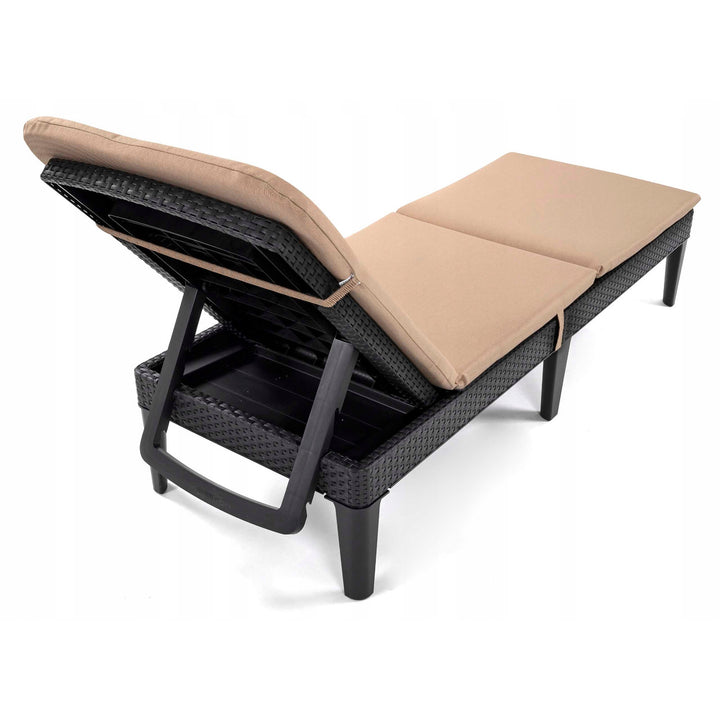 Jaipur-solstolsdyna, beige, tyg S-550 melange, storlek 190x60 cm, två fästsystem, vattentät, kan tvättas i sin helhet, melange S-21